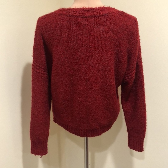 Anthropologie Sanctuary Sweater Size XS Cranberry Red Fuzzy Pullover - Picture 6 of 11